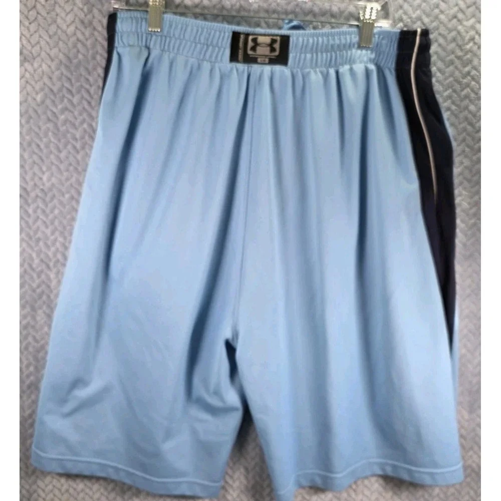 Under Armour Mens Basketball Shorts Blue Striped Athletic Gym VBOD353 Size LG